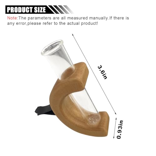 Image of Car Vent Flower Vase Clip Holder, Wooden Car Vase Vent Clip Glass Tube for Fresh Plants, Auto Interior Wooden Ornament Decorations Accessories, Air Vent Flower Pot Ornament for Car (Mahogany)
