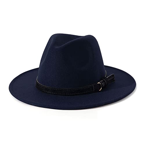 Image of Lisianthus Men & Women Vintage Wide Brim Fedora Hat | Classic Belt Buckle Decor, Adjustable Drawstring, Inner Breathable Sweatband, Timeless Style, Ideal for Travel & Daily
