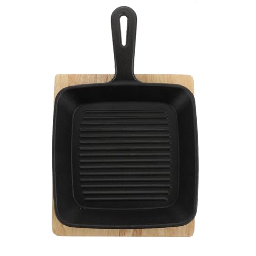 POPETPOP Sartén Cuadrada Plana para Cocinar 15.5X15.5 CM con Tabla de Cocina de Madera Antiadherente Ligera y Duradera Adecuado para Utensilios de Cocina Hogar