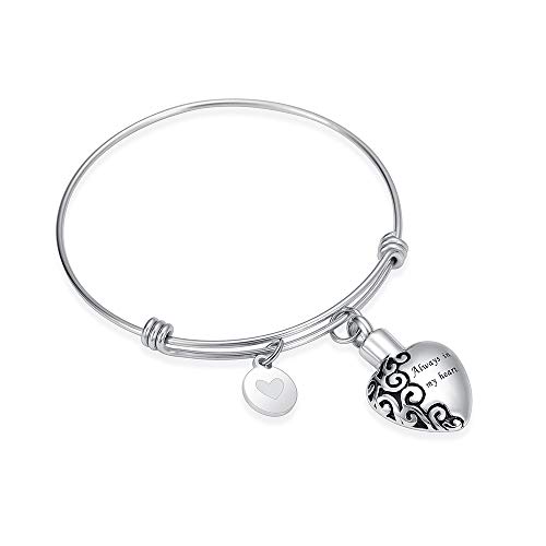 zeqingjw Cremation Jewelry Bracelet for Ashes - Stainless Steel Heart Urn Bangles