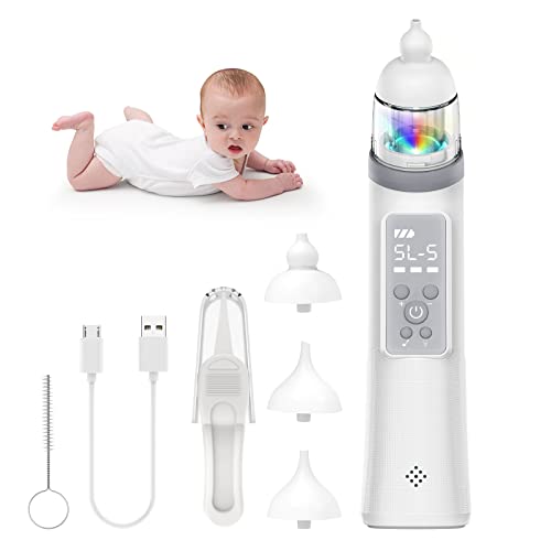 Nasal Aspirator for Baby, Baby Nose Sucker Mumgaroo Electric Nose Suction for Baby/Infant/Newborn/Toddler - 5 Levels & Music & Light Function, Automatic Booger Sucker Rechargeable Baby Nasal Aspirator 