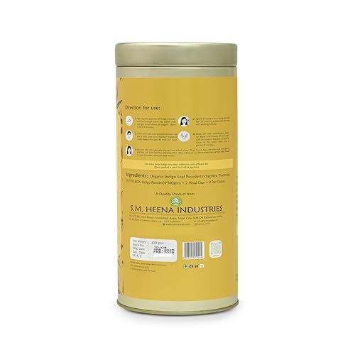 Hennaveda Indigo Powder with Brush, Hand Gloves and Shower Cap | No Artificial Color Chemical Free Post-Henna Dye Powder for Hair and Beard | Ayurvedic Blend Natural Hair Colour for Men, Women (400g)