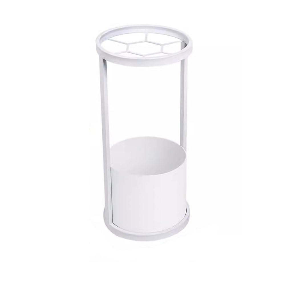 HYLYGFH White Umbrella Stand Storage Rack for Home School Hotel Draining Grid Design with Entrance Door Access Umbrella Bucket with Sturdy Bases.