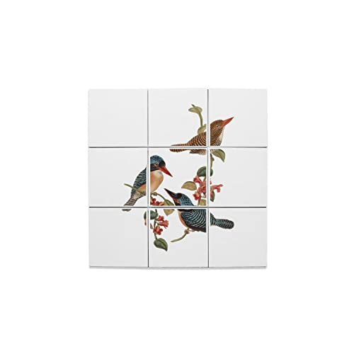 Carreaux céramique décoratifs oiseaux exotiques 10,8 cm x9