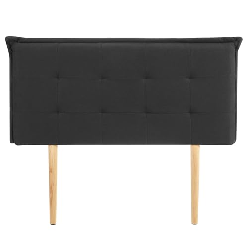 IDIMEX Kopfteil EBEYA mit Holzbeinen 120 cm schwarz - gepolsterte Bettrückwand, gemütliches Headboard mit hochwertigem Stoff, gesteppter Look