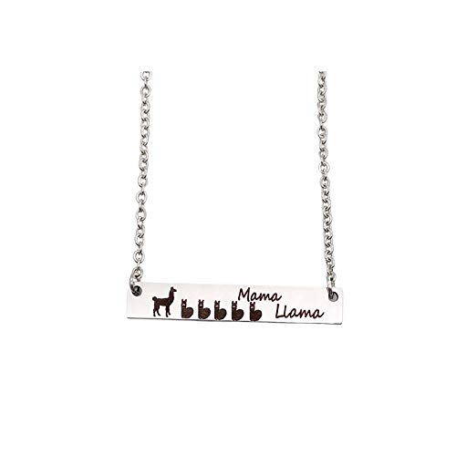 Mama Llama Jewelry for Women, Mother's Horizontal Bar Necklace, Gift for Her - Choose Silver, Rose Gold or Yellow Gold in 16, 18, or 20 inch