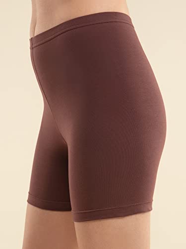 Image of NYKD NYP083 Cotton Stretch Mid Rise Mid Thigh Shorts for Women with Concealed Waistband All Day Comfort