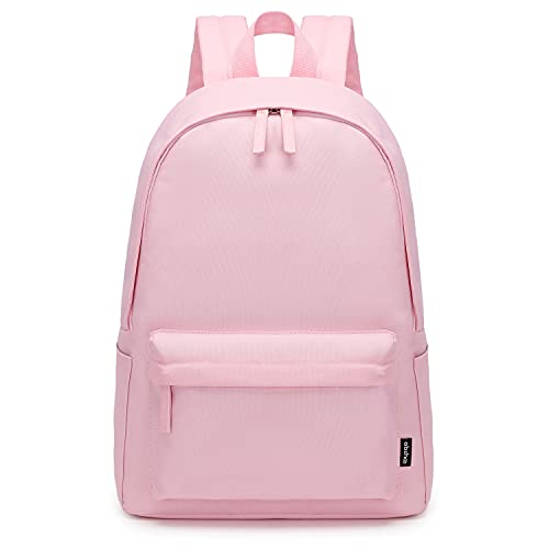 Abshoo Lightweight Casual Unisex Backpack For School Solid Color Boobags (Pink) #TOP19