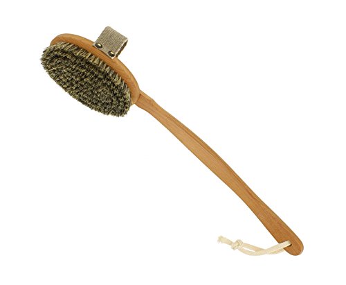 Riffi® BODY BADE & SAUNA-BÜRSTE 2 in 1 double effect CLASSIC BRUSH, Körperbürste stimuliert Kreislauf & Durchblutung, Massagebürste mit abnehmbarem Stiel, FSC, Rosshaar- & Naturborsten Made in Germany