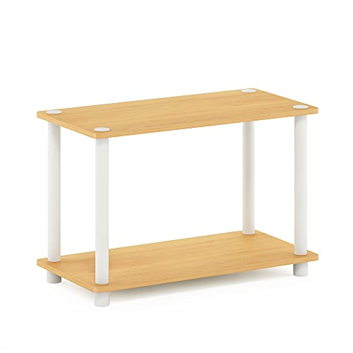 Image of Furinno Turn-N-Tube Night Stand, Rectangle Nightstand with Open Shelf, Toolless Assembly Side Table, End Table, for Living Room, Bedroom, Beech