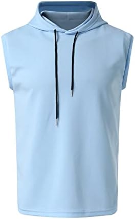 Men's Workout Hooded Tank Tops Bodybuilding Muscle Cut Off T Shirt Sleeveless Gym Hoodies Men Tank Tops Summer