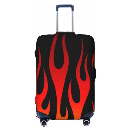 Retro Traditional Hot Rod Flames Luggage Cover, Protective Washable Suitcase Cover - Travel High Elastic Fibers Suitcase Protector Fits Large