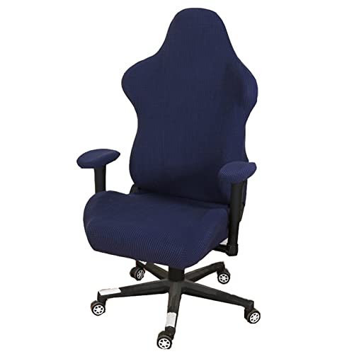 Housses De Chaise De Gaming Extensible, Jacquard Housse De Chaise De Bureau Amovible Lavable Housse Fauteuil Bureau pour Chaise De Jeu-Marine-Professionnelle 2 pièces Cover