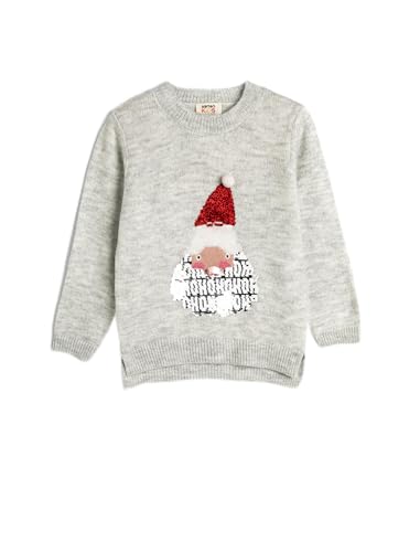 Pull-over fille manches longues imprimé Père Noël Koton chaud hiver