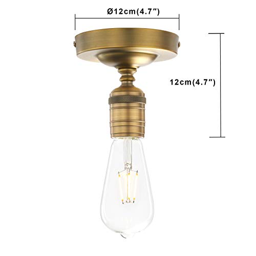 Image of Phansthy Semi Flush Mount Ceiling Light Fixture, Vintage Industrial Close to Ceiling Light, Pendant Light Fixture Ceiling for Bedroom Kitchen Living Room Dining Room (Minimalist -Antique)