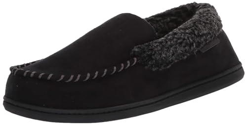 Image of Dearfoams Men's Eli Microfiber Indoor /Outdoor with Whipstitch Detail Suede Moccasin Slipper
