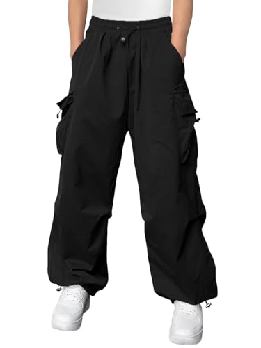 Haloumoning Boys Baggy Cargo Pants Casual Loose Fit Parachute Pant Fashion Harem Joggers with Pockets