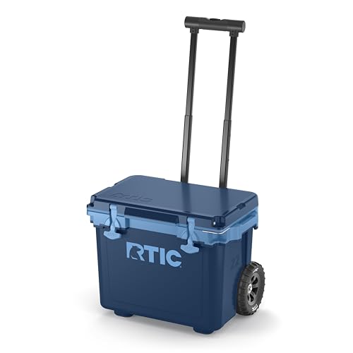 RTIC 22 QT Ultra-Light Wheeled Cooler with Handle, Hard Insulated Portable Ice Chest Box for Beach, Drink, Beverage, Camping, Picnic, Fishing, Boat, Barbecue, Navy & Denim
