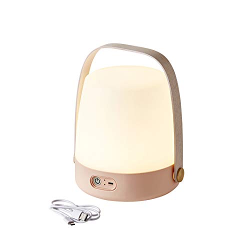 Kooduu Lite-up Play Candeeiro sem fios portátil e altifalante Bluetooth, luz de mesa de cabeceira relaxante, leitor de música e decoração, unidade de som e luz recarregável, 29 cm x 40 cm, rosa claro
