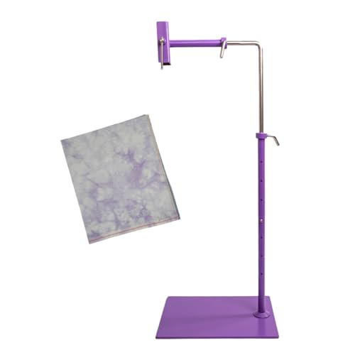 Image of VolcanoStitching Lowery Violet Floor Stand Set - 14ct Hand-Dyed Aida | Hands-free Lowery Violet floor stand for cross stitch & embroidery hoops; includes hand-dyed 14-count Aida in Violet.