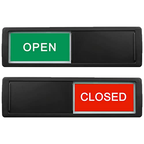 Image of Open Closed Sign, Open Signs Privacy Slide Door Sign Indicator for Business Storefront, Restroom, Office Door, Wall, Window, Restaurants, Retail Salon Shops (Black)