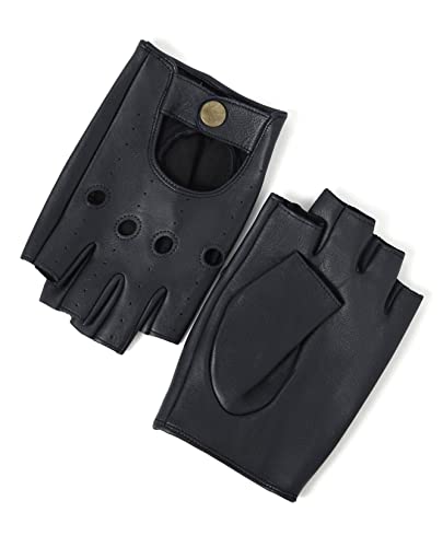 Image of YISEVEN Men's Fingerless Lambskin Leather Gloves