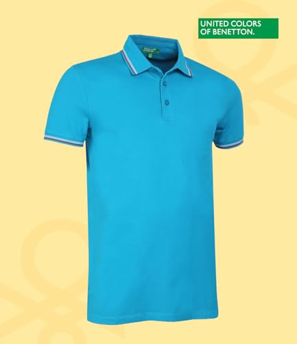 Image of United Colors of Benetton Polo T Shirt | Collar Tshirts | Half Sleeves Plain T Shirt | Solid Polo T-Shirt with Colored Collar Tipping