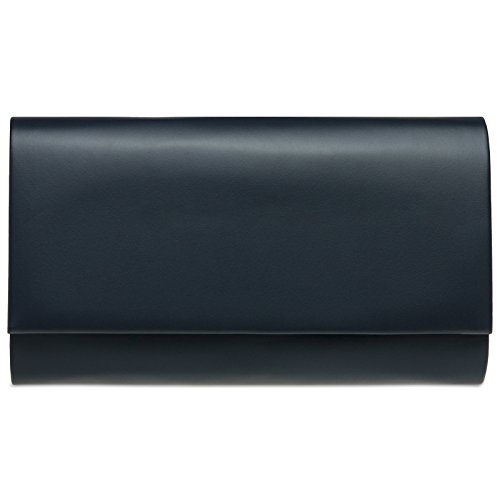 Caspar TA412 Damen große Metallic Clutch Tasche Abendtasche, Farbe:dunkelblau, Größe:One Size