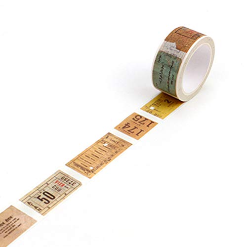 uyhghjhb Vintage Washi Tape Cinta Adhesiva de Papel Decorativa Scrapbooking y Bricolaje Craft Adhesive Stickers Boleto Viejo Cover
