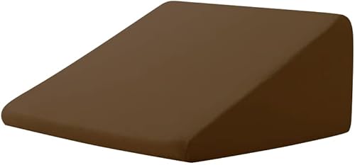 リコメン堂 高反発 三角クッション クッション 背もたれ 枕 背もたれクッション 幅60cm 高反発ウレタン 30D 洗える カバー 極厚30cm ベッド 読書 テレビ鑑賞 介護 腰痛 (ニット×ブラウン)