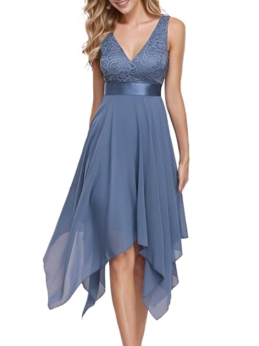 Image of Ever-Pretty Women's Spring V Neck Lace Chiffon A Line Prom Dresses Semi Formal Cocktail Wedding Guest Dress 0207