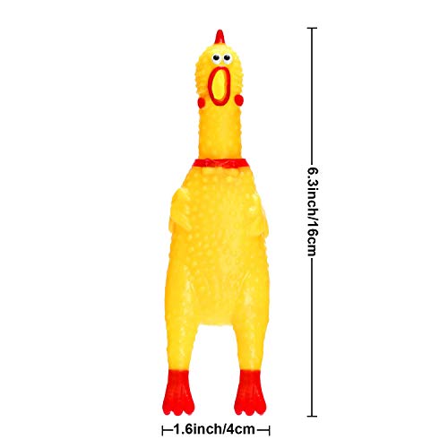meekoo 6 Packung Gummi Schreiend Hühner Spielzeug Gelb, Quietschen, Neuheit und Dauerhaft, Schrillen Dekompression Werkzeug Gadgets