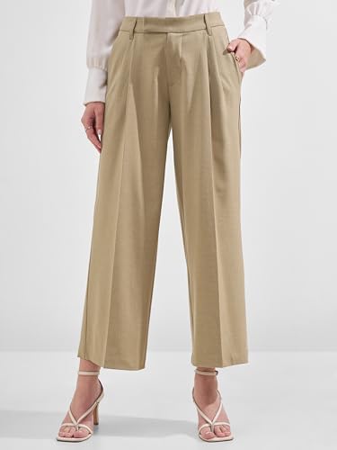 Image of Tokyo Talkies Wide Leg Relaxed fit Korean Pants |Ultra Soft|High Rise Pleated Trousers |Workwear|Formal All Day wear