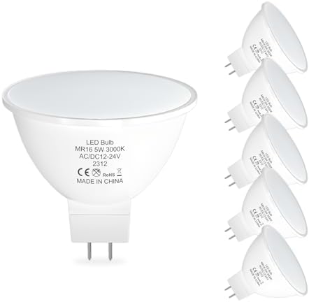 ORALUCE MR16 LED Bulbs 5W, AC/DC 12-24V Low Voltage GU5.3 LED Spotlight Bulb, 3000K Warm White, Non-dimmable, 450Lm, 120° Flood Beam Angle, for Landscape, Recessed, Track Lighting, Pack of 6