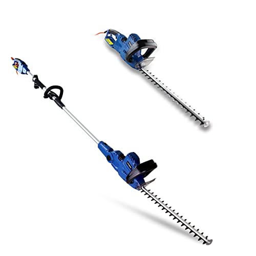 Hyundai 550W 440mm 2-in-1 Hedge Trimmer, Extendable Corded Electric Pole Telescopic Trimmer Pruner,...