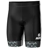 SLS3 Triathlon Shorts Mens - Padded Tri Shorts Mens – Swim, Bike, Run – Duathlon or Triathlon with Pocket (Graphite/Honeycomb, Medium)