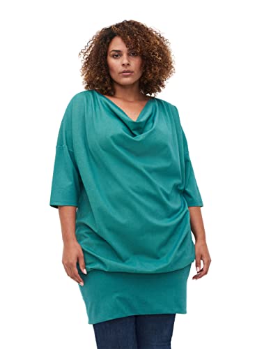 Zizzi Große Größen Damen Tunika mit 3/4-Ärmeln und Drapierungen Gr - Plus Size Damen Kleidung 50-52 Teal Green Melange Cover