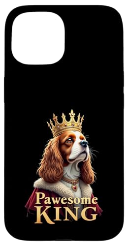 愉快なPawesome Cavalier King Charles Spaniel ドッグアート スマホケース iPhone 15 用