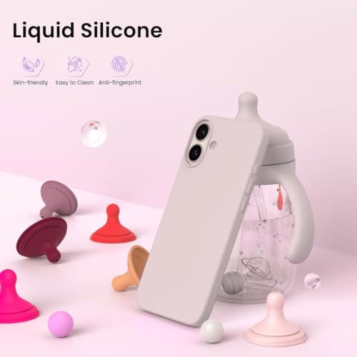 Image of DIZORO Compatible for iPhone 16 Plus Case 6.7, Slim Liquid Silicone 3 Layers Full Covered Soft Gel Rubber Phone Case Protective Cover 6.7 Inch - Sand Pink