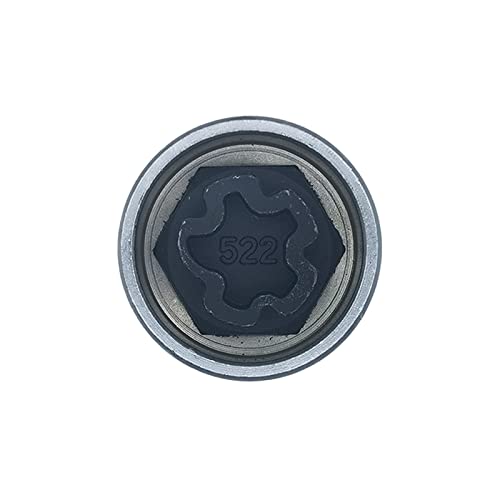 Image of Chrome Steel Wheel Lock Nut Screw Removal Key Anti-Theft Lugnut Socket Compatible for Vw Audi Volkswagen Vehicles (522)