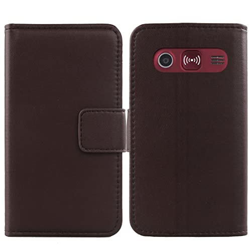 Anybird Flip Braun Echt Leder Tasche Hülle Für Doro Primo 366 2.3 inch Lederhülle Handyhülle Schutz Klapp Handytasche Handy Etui Brieftasche Cover Hülle Abdeckung