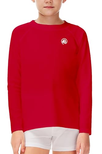Image of AOBUTE Unisex Kids Rash Guard Long Sleeve SPF 50+ Sun Shirt UV Protection Swim Shirts 3-12 Years