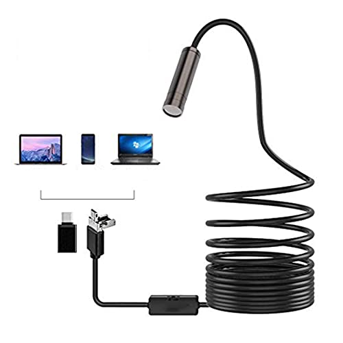 Auto Focus Inspection Camera, USB Endoscope,5.0 Megapixels 1944P HD Borescope,Waterproof Semi Rigid Snake Micro Camera with Adjustable LED Lights for MAC Windows,Android(5m/16ft)