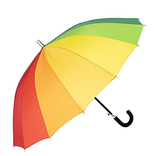 Paraguas Plegable para el Sol, Lluvia y Viento, Sombrilla de Mano Grande, Arcoíris Multicolor - Ø112 cm Cover