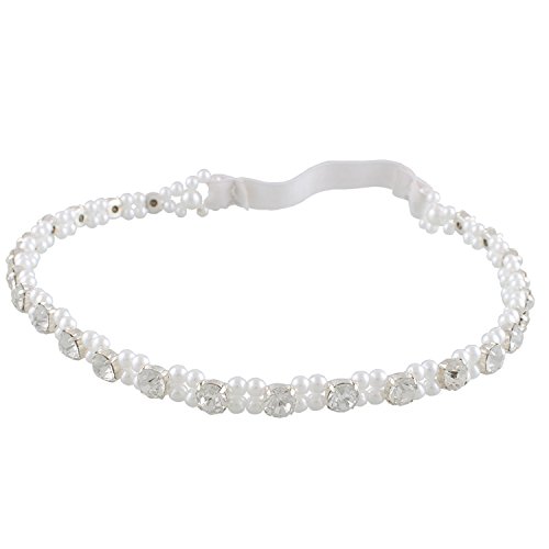 Image of Aarushi creations Classy With Pearl & Diamond Tiara Cum Hairband For Girls (Color White) (Dessign 1)