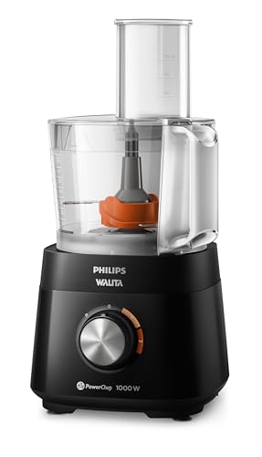 Philips Walita Multiprocessador PowerChop 1000, Preto, Copo com capacidade de 1,5 litros, Duas velocidades + pulsar, 6 acessórios, 1000W, 220V (HR7304/92)