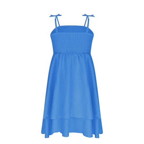 Lmdudan 8-14 Years Girls Dresses 2025 Summer Spaghetti Strap Flowy Dress Teens Kids Casual Ruched Smocked A Line Sundress3