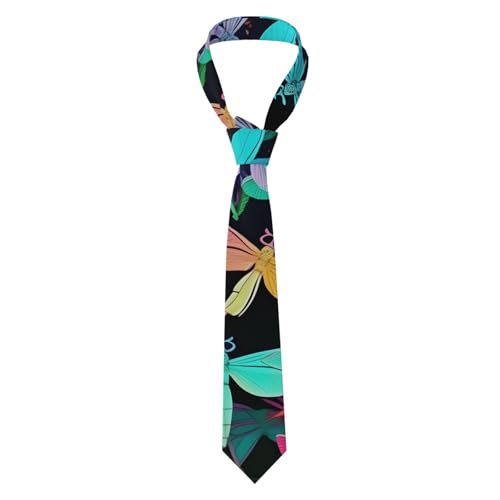 BSKGOHP Corbatas de poliéster con estampado de libélulas para hombre, corbata de negocios, padrinos de boda, corbata de boda