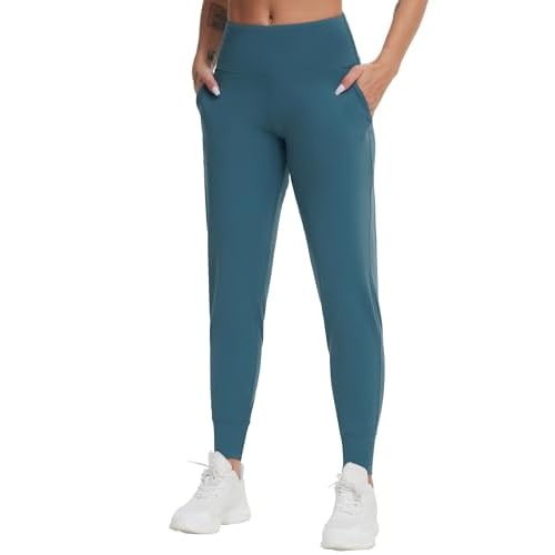THE GYM PEOPLE Women's Joggers Pants Lightweight Athletic Leggings Tapered Lounge Pants for Workout, Yoga, Running Small Green Blue