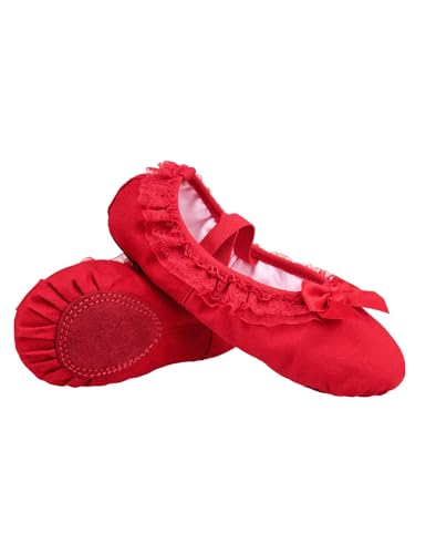 Sweet Toddler Girls Ballet Shoes Soft Canvas Lace Dance Slippers for Training, Performance, Class, Yoga, Indoor Sports